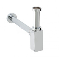Сифон для умывальника FRAP стакан выход в стену белый/хром 1/20