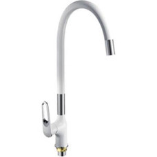 F4049 Змішувач для кухні гнучкий гусак U гайка білий/хром Ø35 FRAP 1/10