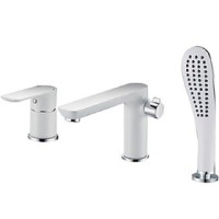 G1148  Змішувач на борт ванни врізний 3 елементи білий/хром Gappo Noar 1/3