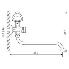 G2244 Змішувач для ванни довгий круглий гусак буксовий Gappo Pollmn 1/8