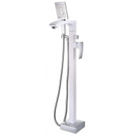 G3007-8 Змішувач для ванни підлоговий короткий гусак білий/хром Ø35 Gappo Jacob  1/3