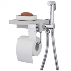 G7296 Змішувач для душу гігієнічний з лійкою і тримачем паперу білий кварц/хром Gappo 1/8