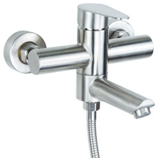 Змішувач для ванни НЕРЖ. гусак прямий 100 мм дивертор вбудований HT Ø35 AQUATICA HT-2C171P