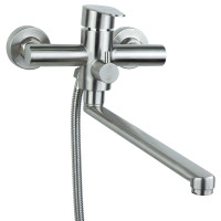 Змішувач для ванни НЕРЖ. гусак прямий 325мм дивертор вбудований HT Ø35 AQUATICA HT-2C271P