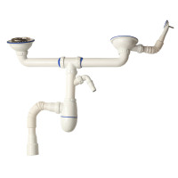 Сифон для подвійної мийки Ø115 з вих. до пральн.машини та круглим переливом UNICORN В731V 1/15