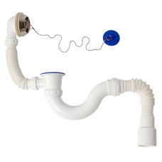 Сифон для ванни прямоточний з вилив.,чашкою та гофро-з`єдн. Ø40 х Ø40/50 UNICORN S32 1/35