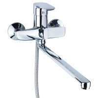 Змішувач для ванни гусак прямий 350мм дивертор вбудований KN Ø40 AQUATICA KN-2C228C