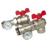 Кран для колектора з термометром кутовий 1