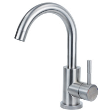 Смеситель для умывальника НЕРЖ. гусак изогнутый гайка KT Ø35 AQUATICA KT-1A270P