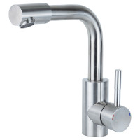 Змішувач для умивальника НЕРЖ. Г-гусак гайка KT Ø35 AQUATICA KT-1A370P