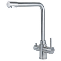 Змішувач для кухні НЕРЖ. гусак з виходом для питної води гайка KT Ø35 AQUATICA KT-4B770P