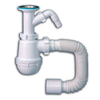 Сифон Тюльпан з єврошлангом нерж. випуск з відв. для пр.машин ящик LN03.01 1/20