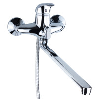 Змішувач для ванни гусак прямий 350мм дивертор вбудований картриджний NK Ø40 AQUATICA NK-2C232C