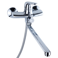 Змішувач для ванни гусак прямий 350мм дивертор вбудований картриджний NM Ø40 AQUATICA NM-2C234C