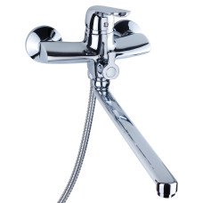 Змішувач для ванни гусак прямий 350мм дивертор вбудований картриджний NM Ø40 AQUATICA NM-2C234C