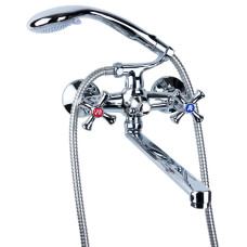 Змішувач для ванни гусак прямий 350мм дивертор вбудований кульовий PL 1/2