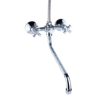 Змішувач для ванни гусак вигнутий дивертор вбудований кульовий QN 1/2