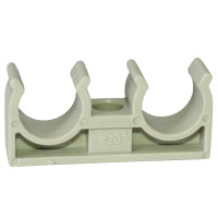 Кліпса подвійна PPR Ø20 Tebo сіра 50/500