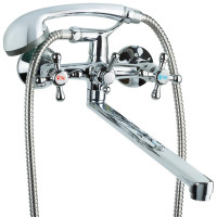 Змішувач для ванни гусак прямий 350 мм дивертор вбудований кульовий VD 1/2