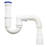 Сифон для ум./мийки прямотічний з перех.40х32 та гофрою  Ø40х Ø40/50 UNICORN Y416 1/45