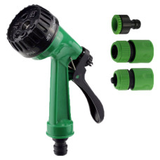 Набір для поливу пістолет розпилювач 7 режимів 2 конектора + адаптер на шланг 3/4 