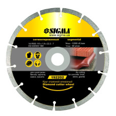Круг відрізний алмазний сегментований Ø110х1.8х22.2мм, 12000 об/хв Sigma 1922011