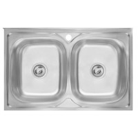 Мийка прямокутна врізна подвійна 790*480*180 мм 0.8мм WEZER 7848-08-180S-D Satin