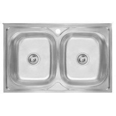 Мийка прямокутна врізна подвійна 790*480*180 мм 0.8мм WEZER 7848-08-180S-D Satin