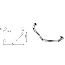 Поручень настінний хром 45см Frap F1717 1/20
