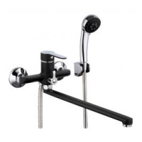 F2242 Змішувач для ванни довгий гусак чорний/хром Ø35 FRAP 1/10