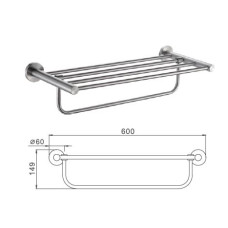 Полиця з рушникотримачем нержавіюча сталь Frap F30124 1/10