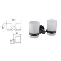 Стакан двойной стекло с держателем черный/нержавейка Frap F30208 1/20