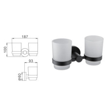 Склянка подвійна скло з тримачем чорний/нержавіюча сталь Frap F30208 1/20