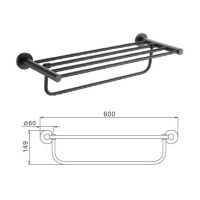 Полиця з рушникотримачем чорний/нержавіюча сталь Frap F30224 1/10