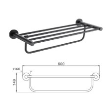 Полиця з рушникотримачем чорний/нержавіюча сталь Frap F30224 1/10