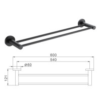 Держатель полотенец двойной черный/нержавейка Frap F30209 1/20