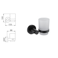 Стакан стекло с держателем черный/нержавейка Frap F30206 1/40