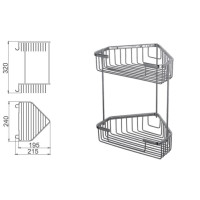 Полка угловая 2 яруса 240х320мм металл/хром Frap F335-1 1/20