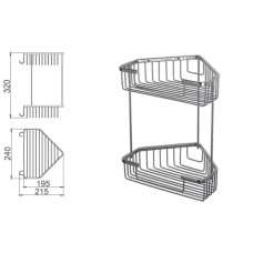 Полиця кутова 2 яруси 240х320мм метал/хром Frap F335-1 1/20