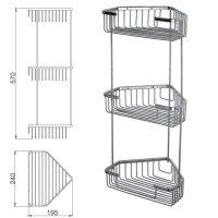 Полиця кутова 3 яруси 240х570мм метал/хром Frap F335-2 2/20