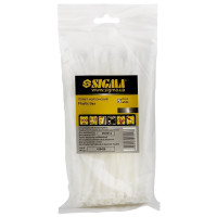 Хомут нейлон 2,5 * 200мм 100шт білий Sigma 2501061