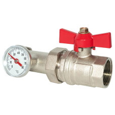 Кран для коллектора с термометром прямой 1