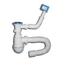 Сифон Лотос-мойка с перел. и гибк. трубой 40 х 40/50 нерж. выпуск 1 1/2 М-05.00 1/15