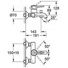 Змішувач для ванни короткий ніс Grohe BauClassic 32865000
