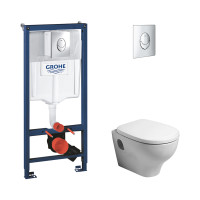 Набір унітаз Azzurra Pratica PRA100B1SOSP з сидінням Azzurra Pratica PRA1800F + інсталяція Grohe Rapid SL 38721001