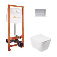 Набір Qtap інсталяція Nest QTNESTM425M06CRM + унітаз з сидінням Crow QT05335170W