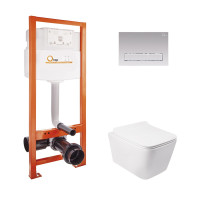 Набір Qtap інсталяція Nest QTNESTM425M08CRM + унітаз з сидінням Crow QT05335170W