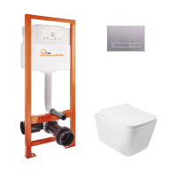 Набір Qtap інсталяція Nest QTNESTM425M08SAT + унітаз з сидінням Crow QT05335170W