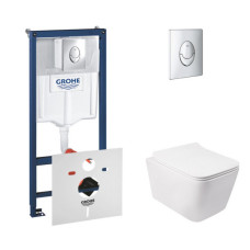 Набір інсталяція 4 в 1 Grohe Rapid SL 38721001 + унітаз з сидінням Qtap Crow QT05335170W