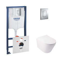 Набір інсталяція 4 в 1 Grohe Rapid SL 38772001 + унітаз з сидінням Qtap Swan QT16335178W